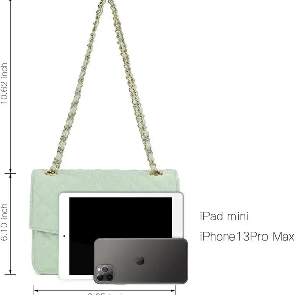 Quilted Shoulder Bag for Women, Medium Flap Crossbody Handbag with Chain Strap,